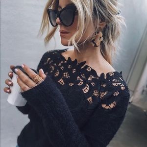VICI lace off the shoulder sweater